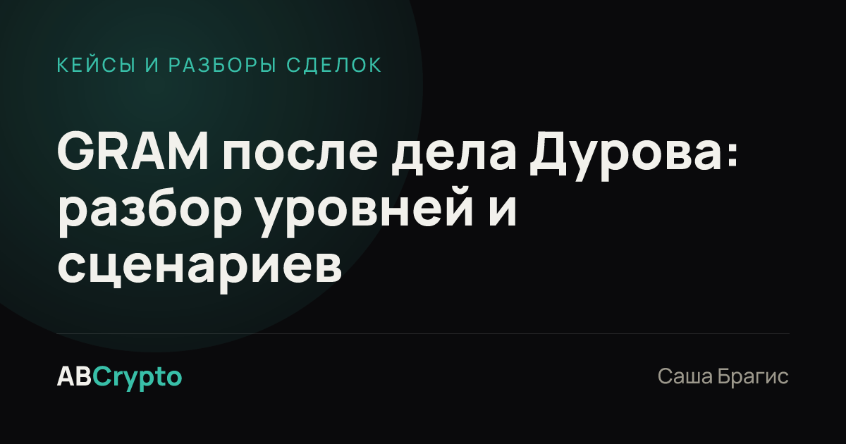 Кейсы и разборы сделок: GRAM после дела Дурова: разбор уровней и сценариев